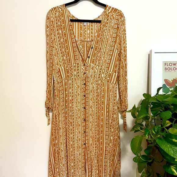 Mustard Aztec Print Maxi Dress - Picture 1 of 5